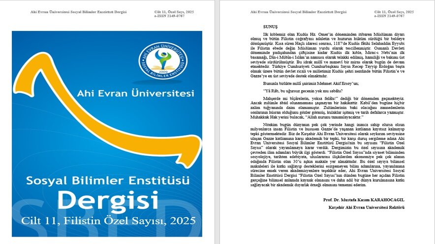 Enstitü dergimizin Filistin Özel Sayısı Yayımlandı.
